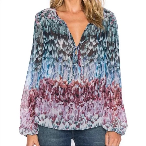 BCBG MAXAZRIA | DUSTY ELM EVANNA Chiffon Blouse - Picture 3 of 6